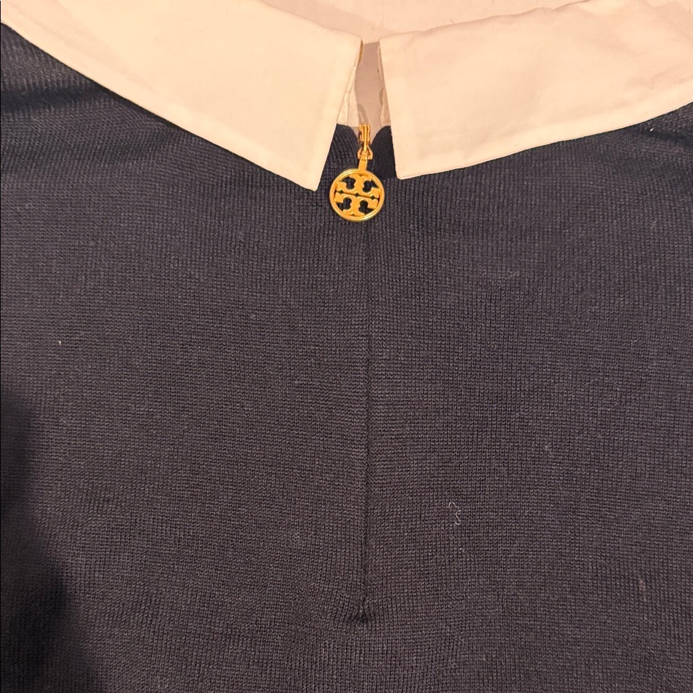 Tory Burch Navy Sweater with White Collar - Picture 3 of 3